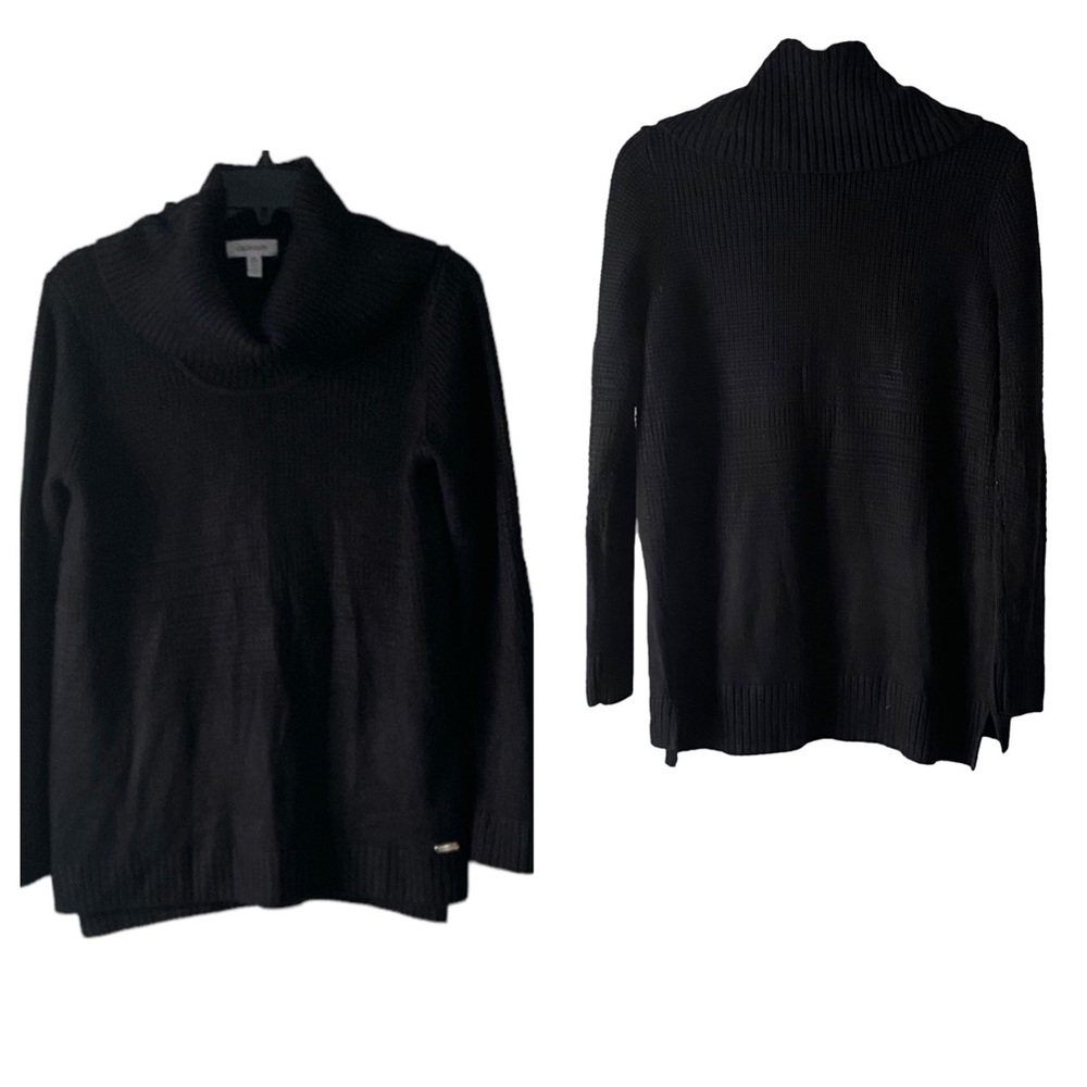 CALVIN KLEIN* Black Cowl/Turtleneck Knit Sweater Size M
